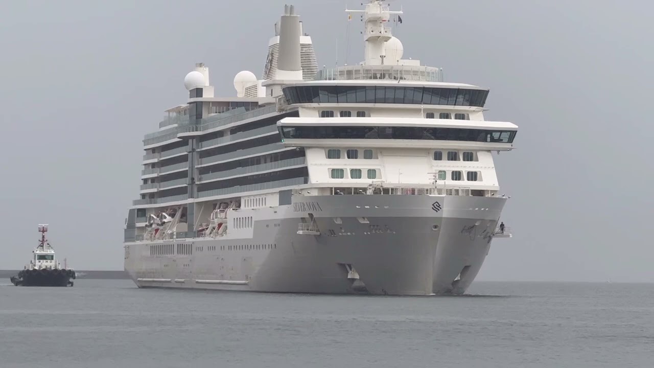 外国客船「シルバー・ノバ」清水港、入港時の回頭、旋回を高速再生