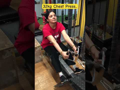 Aunty Doing 32kg Chest Press… #shorts