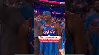 SGA broke Wilt’s record for most consecutive 20+ point games and got a shower after 😅 #nba #sga