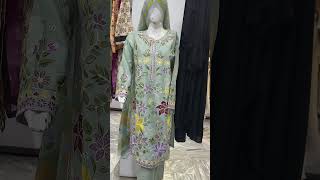 Mint Green Floral Embroidered Suit Multi Color Flowers 3Piece Dress
