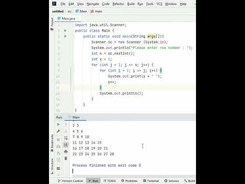 Numbers printing in Floyds triangle in java | Use of nested for loop in ...