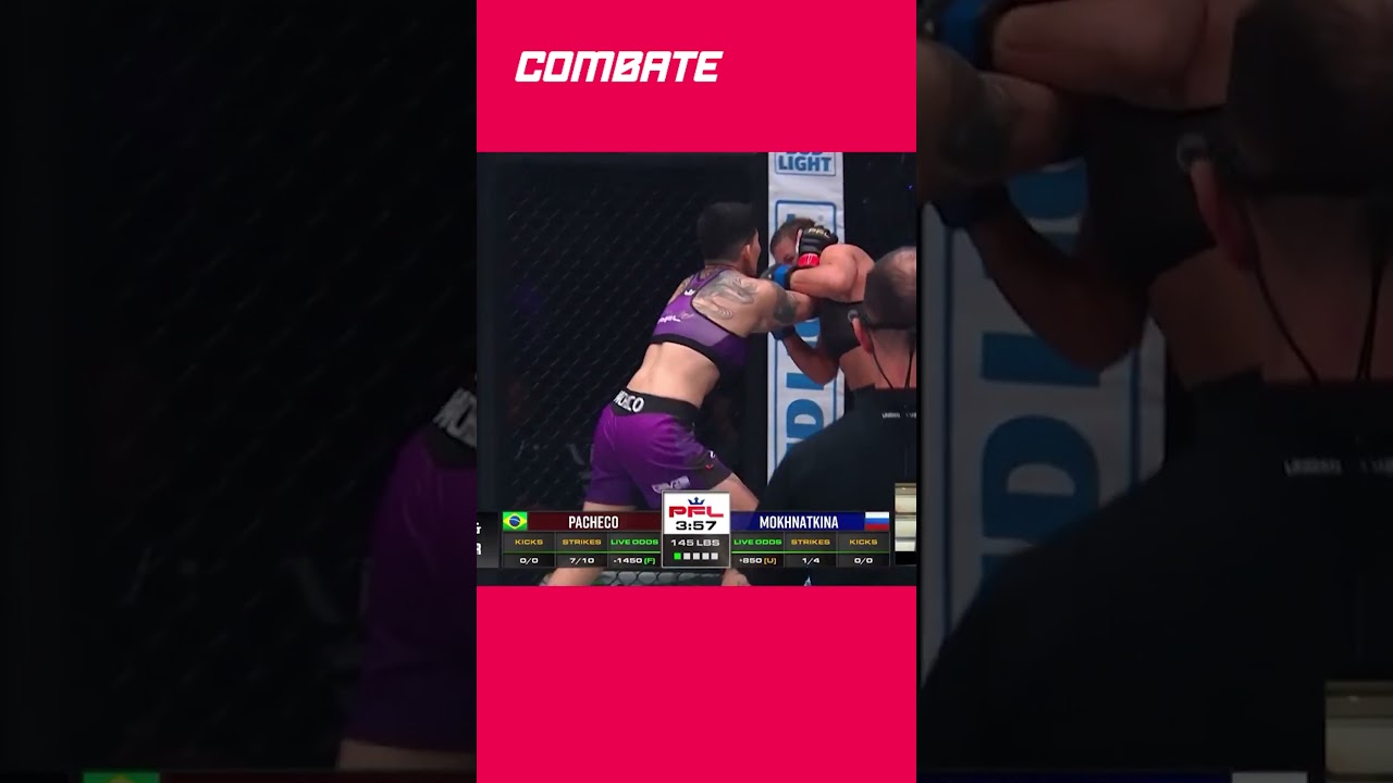 LARISSA PACHECO DÁ CHUVA DE SOCOS E OBRIGA RIVAL A CORRER NO CAGE DA PFL | #shorts | Combate.globo