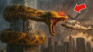 Giant Python Swallows Helicopter Epic Monster Attack Scene Unreal 3D Animation For Adults