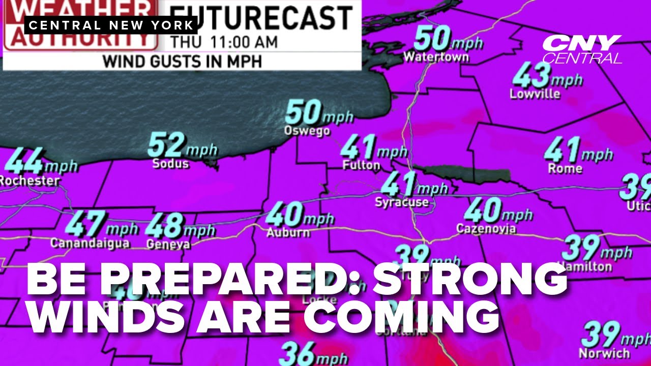 Strong winds are coming to parts of Central New York