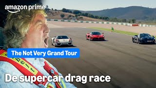 Jeremy Clarkson, James May en Richard Hammond in een SUPER DRAG RACE 🏁 | The Not Very Grand Tour