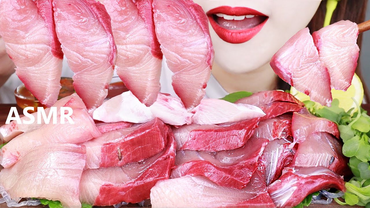 ASMR  [RAW FISH] YELLOW TAIL 방어회 먹방 MUKBANG EATING SOUNDS.