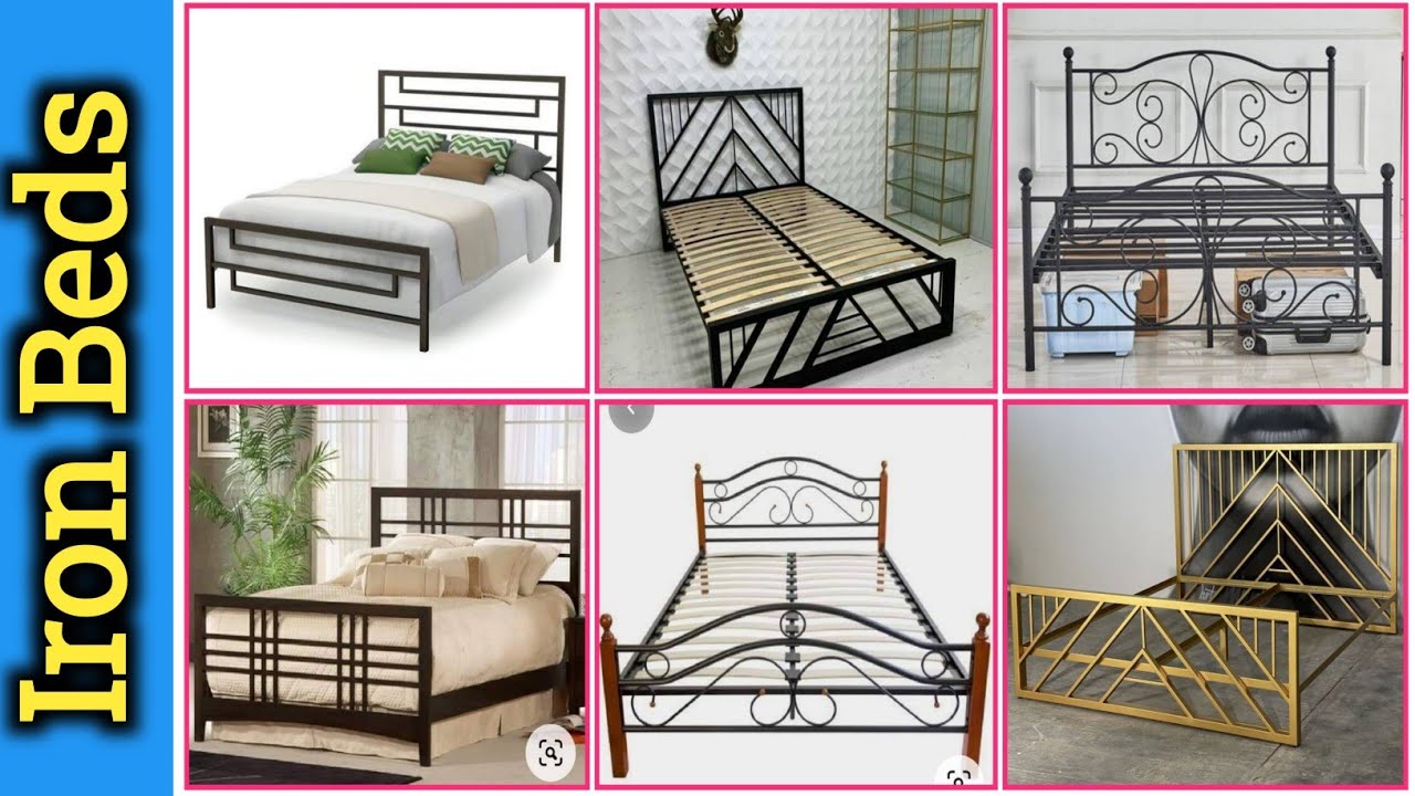 luxury metal bed designs / modern bed frame ideas / minimalist metal bed / Iron bed frame trends.