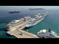 Seven cruise ships docking in Corfu port