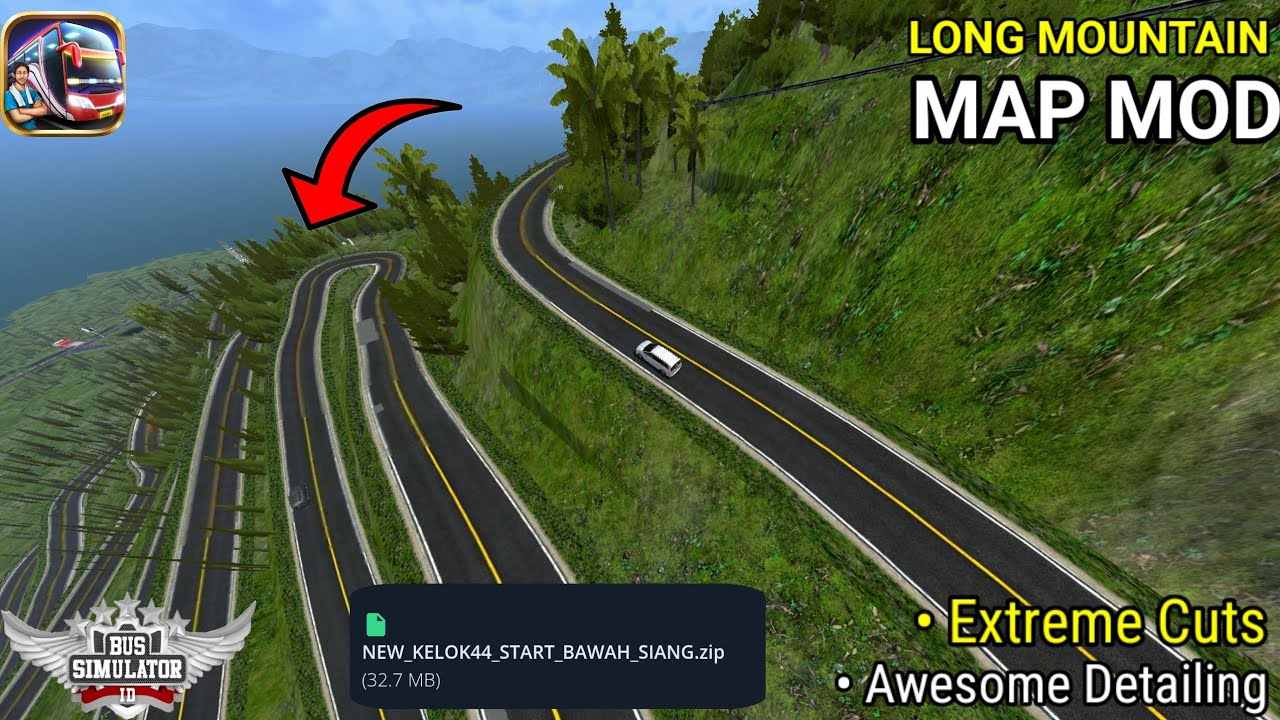 New Kelok 44 Map Mod | Best Mountain Climbing Map for Bus Simulator Indonesia (Bussid) Download Now