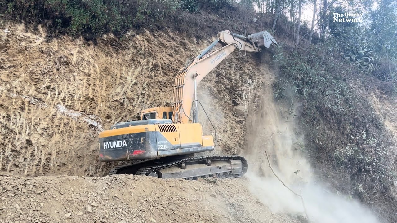 Dangerous Mountain Road Widening with Hyundai Excavator | Construction Video Compilation
