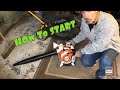 How to start a Stihl leaf blower vacuum shredder SH86 C-E