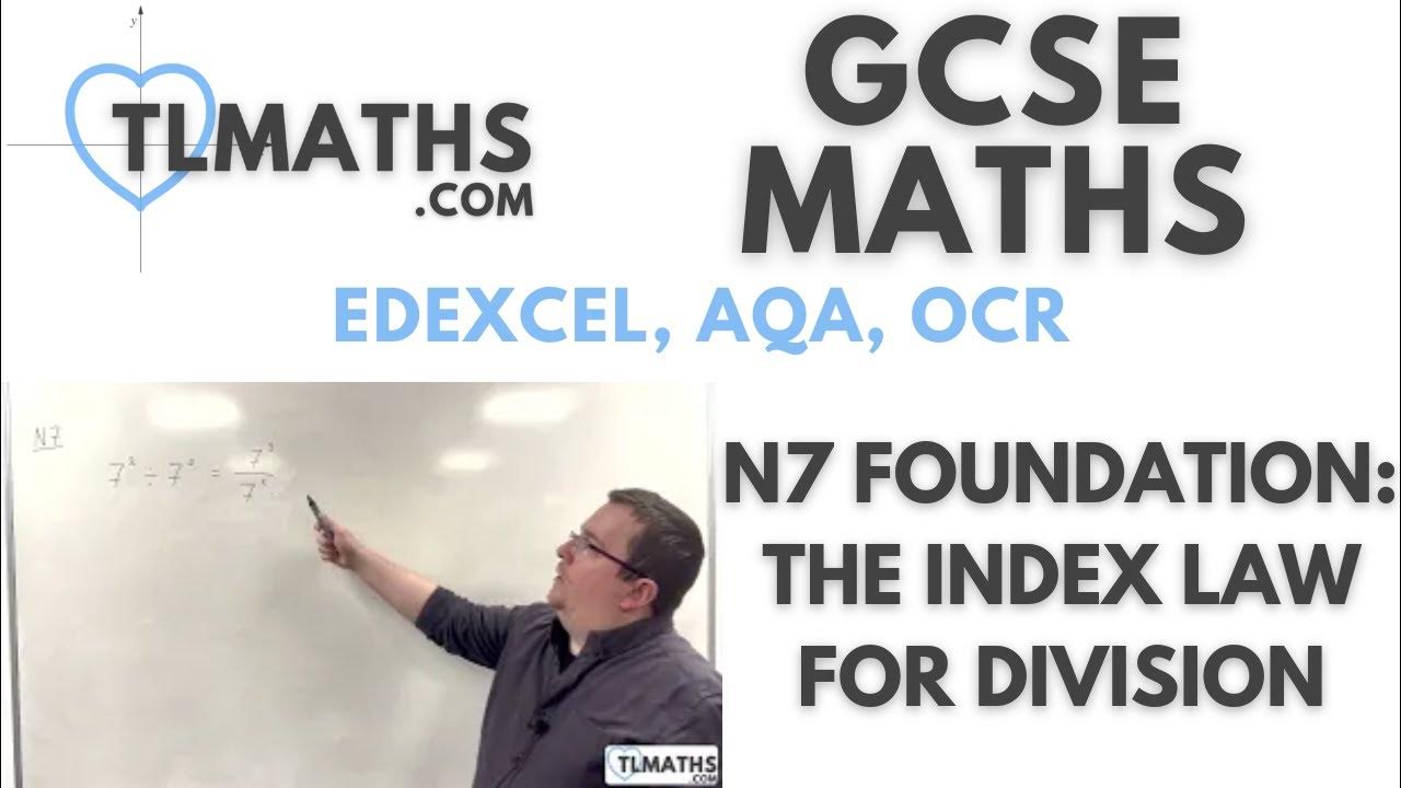 GCSE Maths N703 The Index Law for Division YouTube