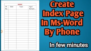How to Create Index Page in Ms-Word| #Makeindexpageinword |Create Index Page by Phone in few minutes screenshot 4