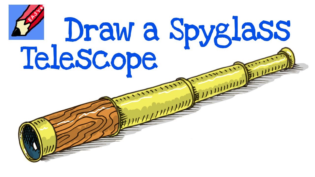 How to Draw a Pirate Spyglass Telescope Real Easy - Step by Step - YouTube