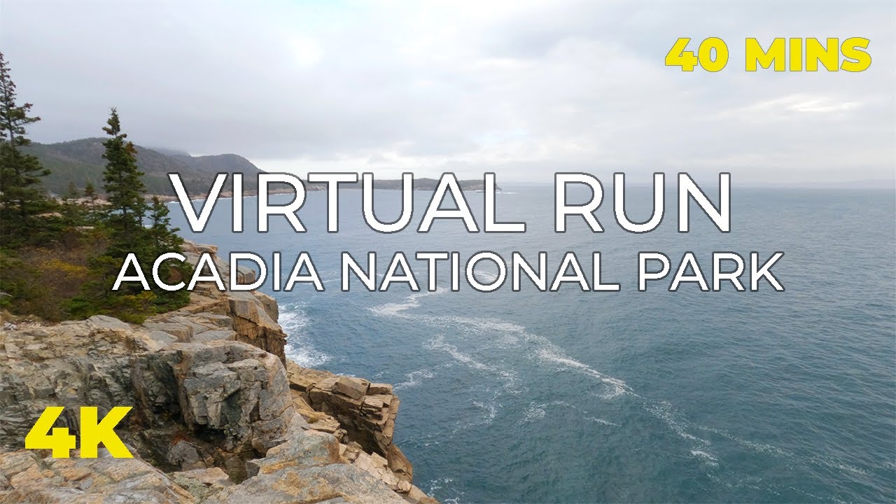 Virtual Run Acadia National Park 4K | Ocean Views Trail | Virtual