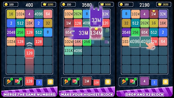 Merge Block: 2048 x2 Puzzle Game (Gameplay Android)