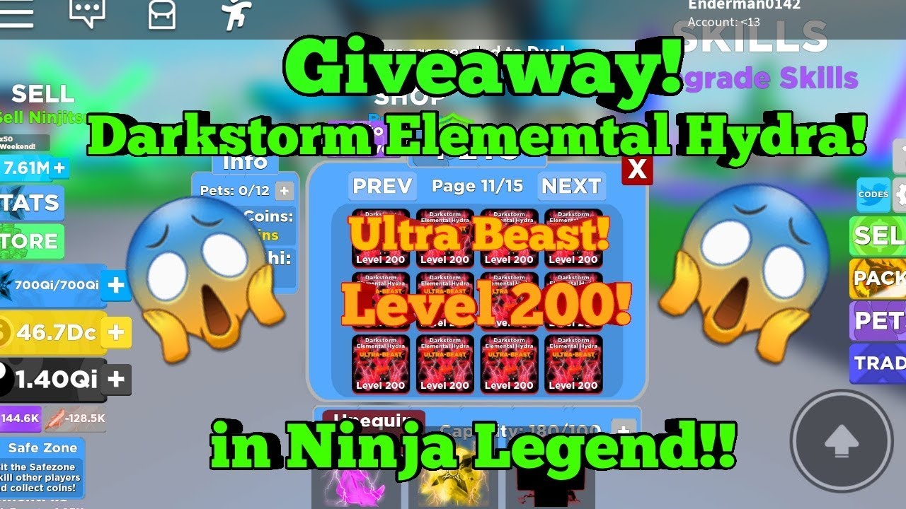 🔴Giveaway DarkStorm Elemental Hydra (Ultra Beast) Level 200!