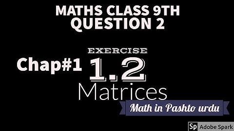 Lecture 3, class 9th chap no 1 Matrices exercise 1.2 Question 2