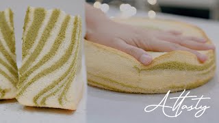 How to make zebra pattern chiffon cake/ Matcha Flavour 斑馬戚風蛋糕【4K CC Attasty】 by AtTasty 2,072 views 2 years ago 5 minutes, 47 seconds