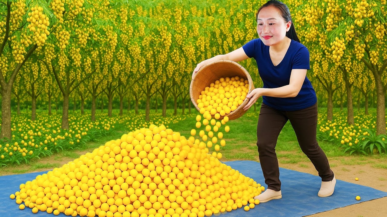Harvesting exotic fruits, yams, picking lemons and bananas to sell at the market