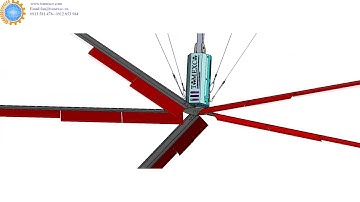 Thế kế quạt trần công nghiệp Simulate HVLS tomexco fan assembly