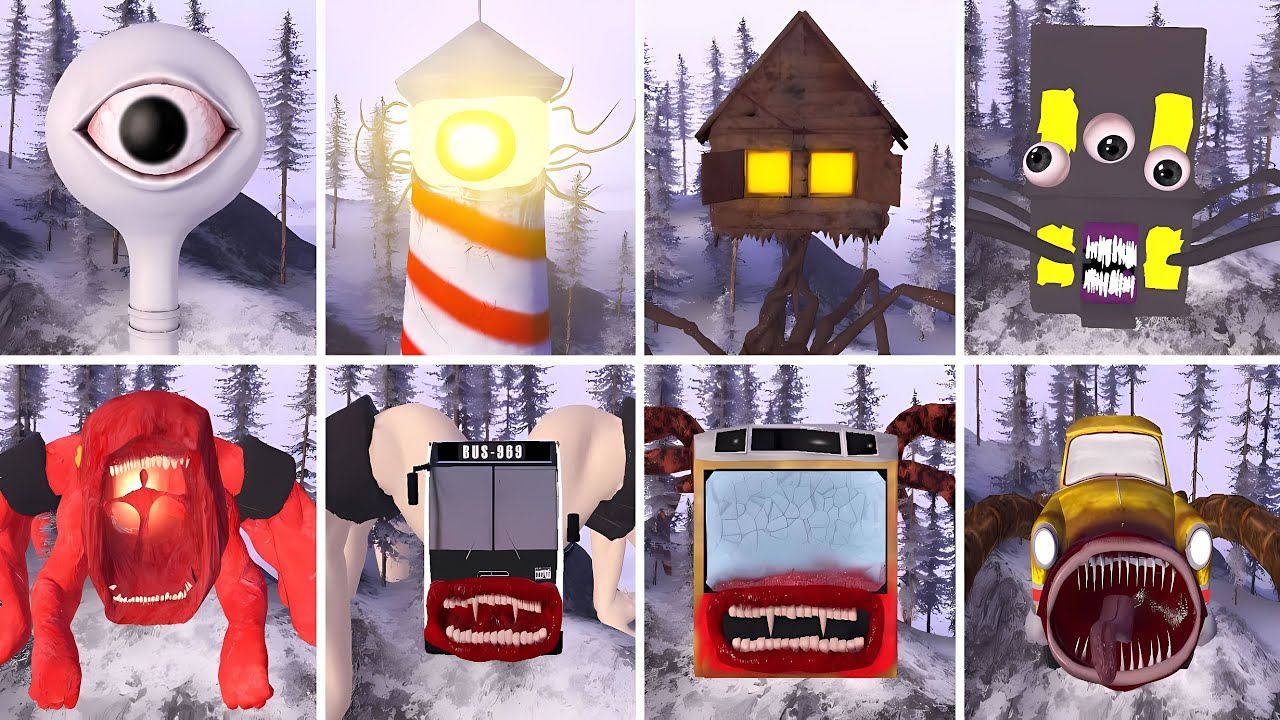 BUS EATER BUIDER,TRAIN EATER BUILDER,EYE TOWER,HOUSE HEAD,THOMAS TRAIN,MCQUEEN MONSTER IN GMOD!!!