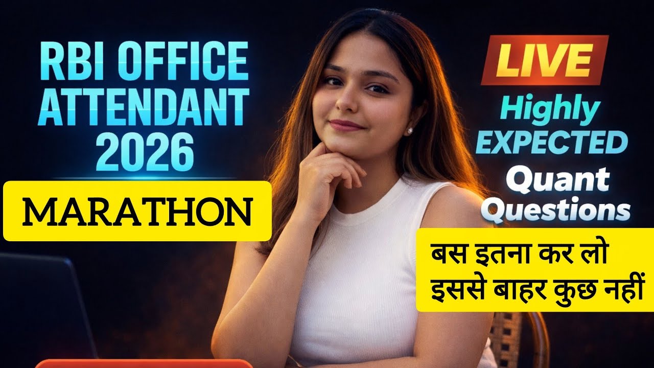 RBI OFFICE Attendant 2026 Maths Most Expected Questions Marathon | Minakshi Varshney