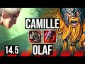 Camille vs olaf top  11 solo kills 17210 legendary 600 games  euw master  145