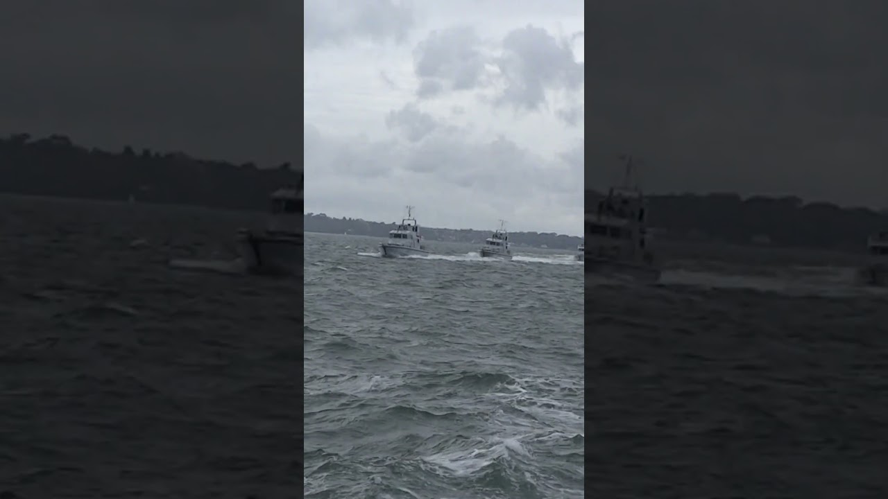 UK Royal Navy P2000 Boats Formation in Stormy Weather - Boat Director