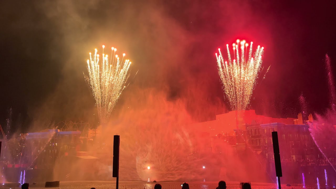 Night Light Show and Fireworks Universal Studios Orlando, FL (4K