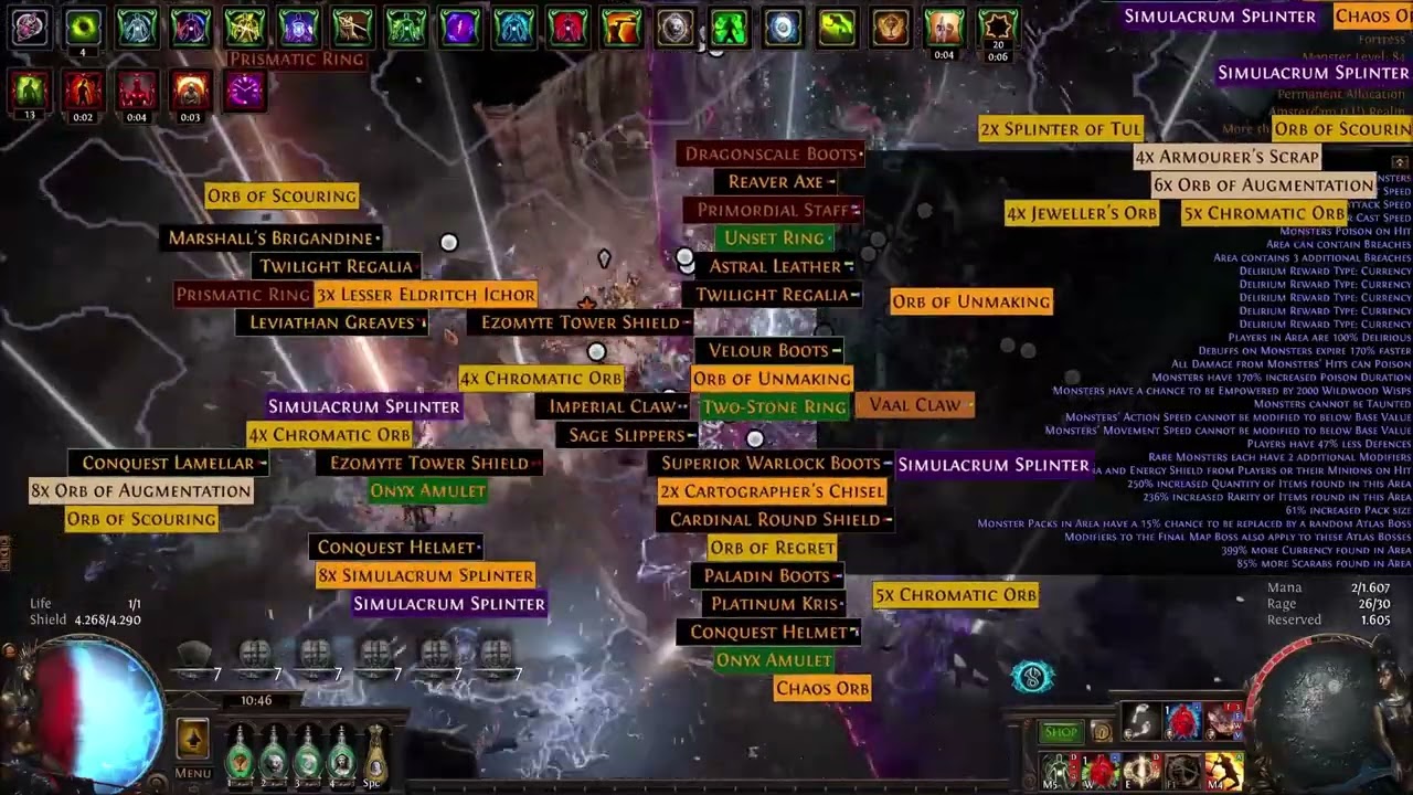 [PoE 3.25] Armour Stacker in 100% Delirious Fortress with some Currency Mods