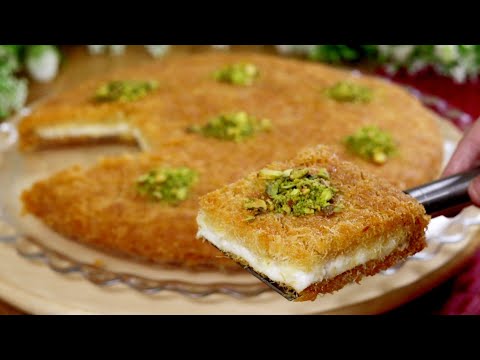 كنافة بالقشطة بأسهل وأنجح طريقة وسر الطبقات المتساوية واللون الرائع