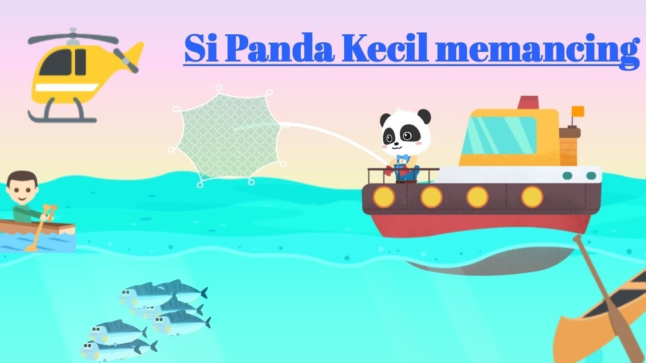 Panda kecil memancing di empat tempat