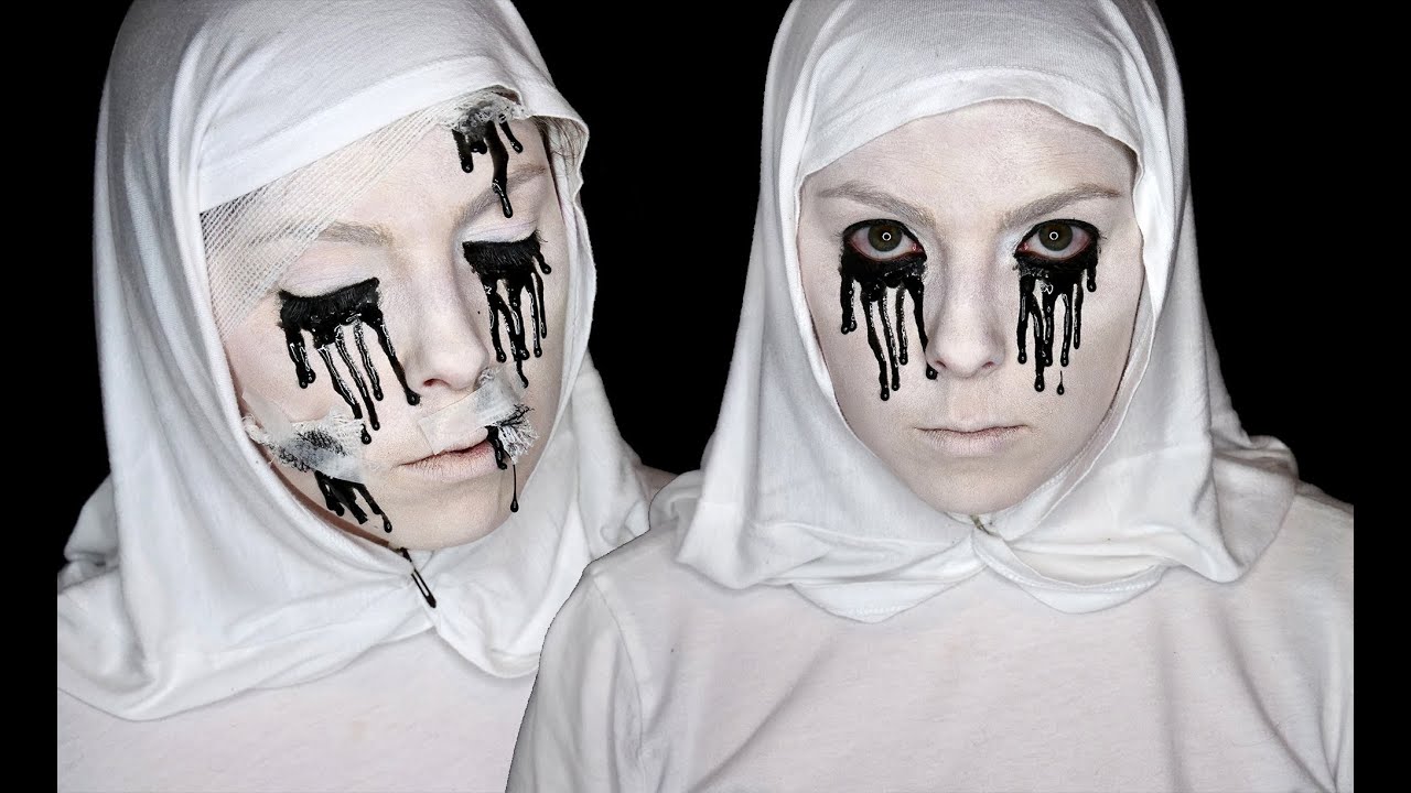 Bílá Jeptiška | 3D černé slzy Halloween Tutorial