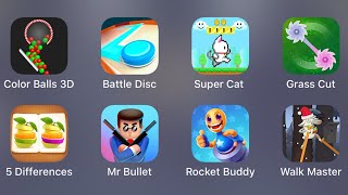 Color Balls3D, Battle Disc, Super Cat, Grass Cut, Mr Bullet,Rocket Buddy,Walk Master - iPad Gameplay screenshot 1