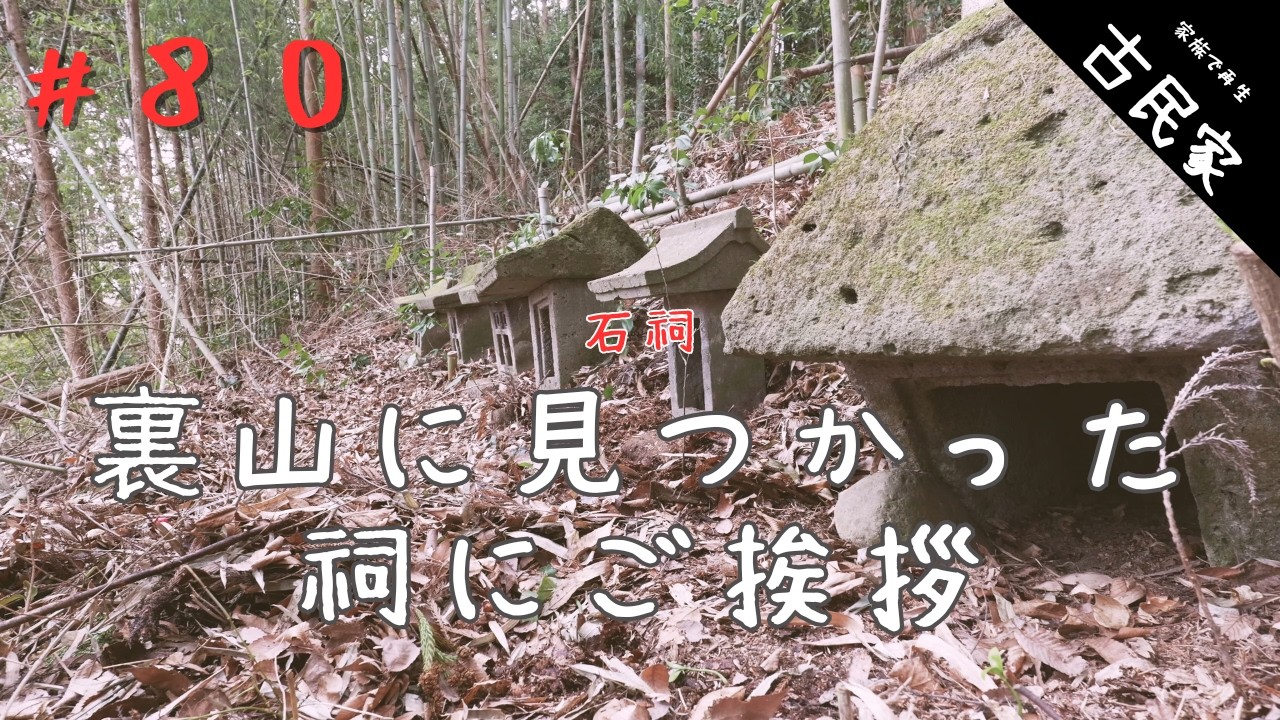 【古民家田舎暮らし #80】 裏庭竹藪片付け | 裏山に発見した祠のお掃除