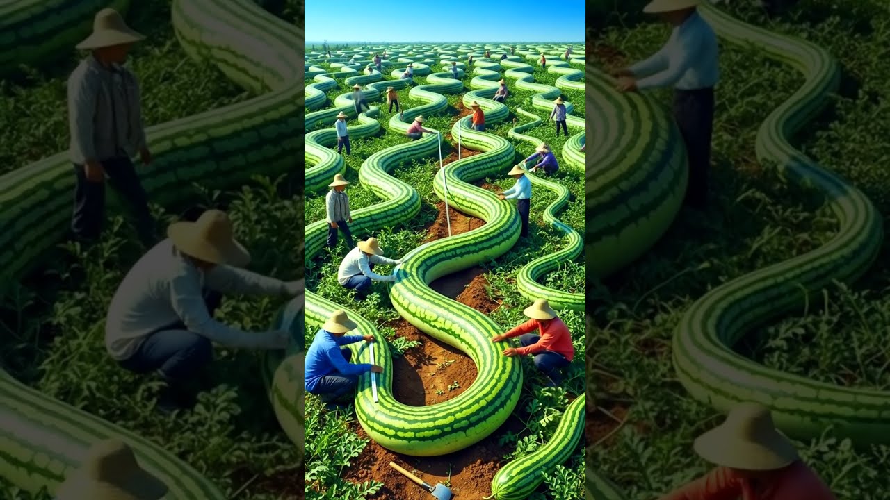 Farmer Grow Super Long Watermelon Like Snake Shortsfeed Harvest Natural Farming Farm
