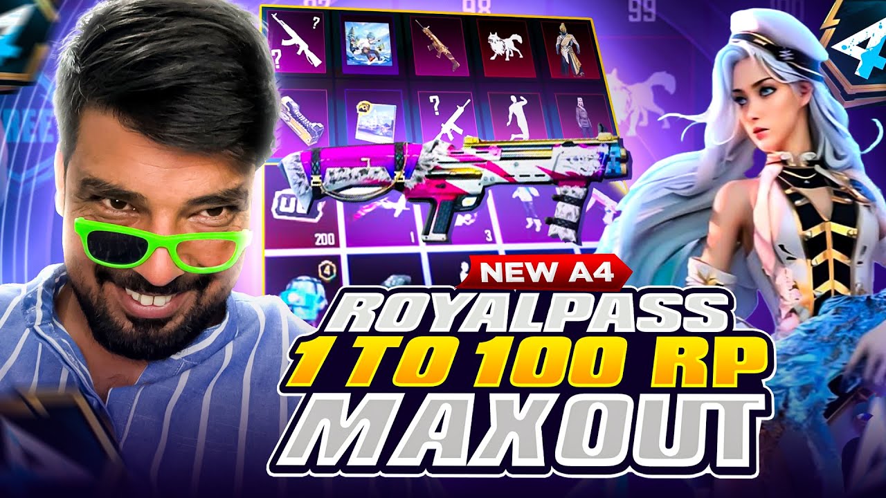 A4 Royal Pass 1 to 100 FULL MAX OUT | Free Emotes | ROYAL PASS GIVEAWAY 😍😱