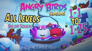 Angry Birds Seasons - Ski or Squeal Walkthrough - All Levels 1-1 to 1-25 (3 Stars) screenshot 1