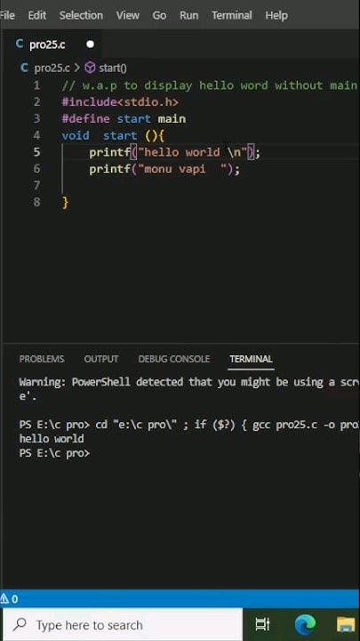 print hello world without main function#shorts #shortvideo #clanguage # ...