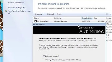 Uninstall HP SimplePass 6.0 on Windows 7