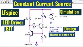 Constant Current Source LED Driving using BJT Simulation | LT spice