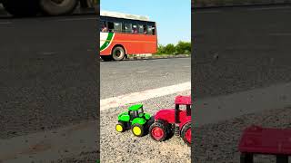 Sonalika red mini tractor unboxing bulldozer RC JCB shortsfeed testing on highway video || 💞 #viral