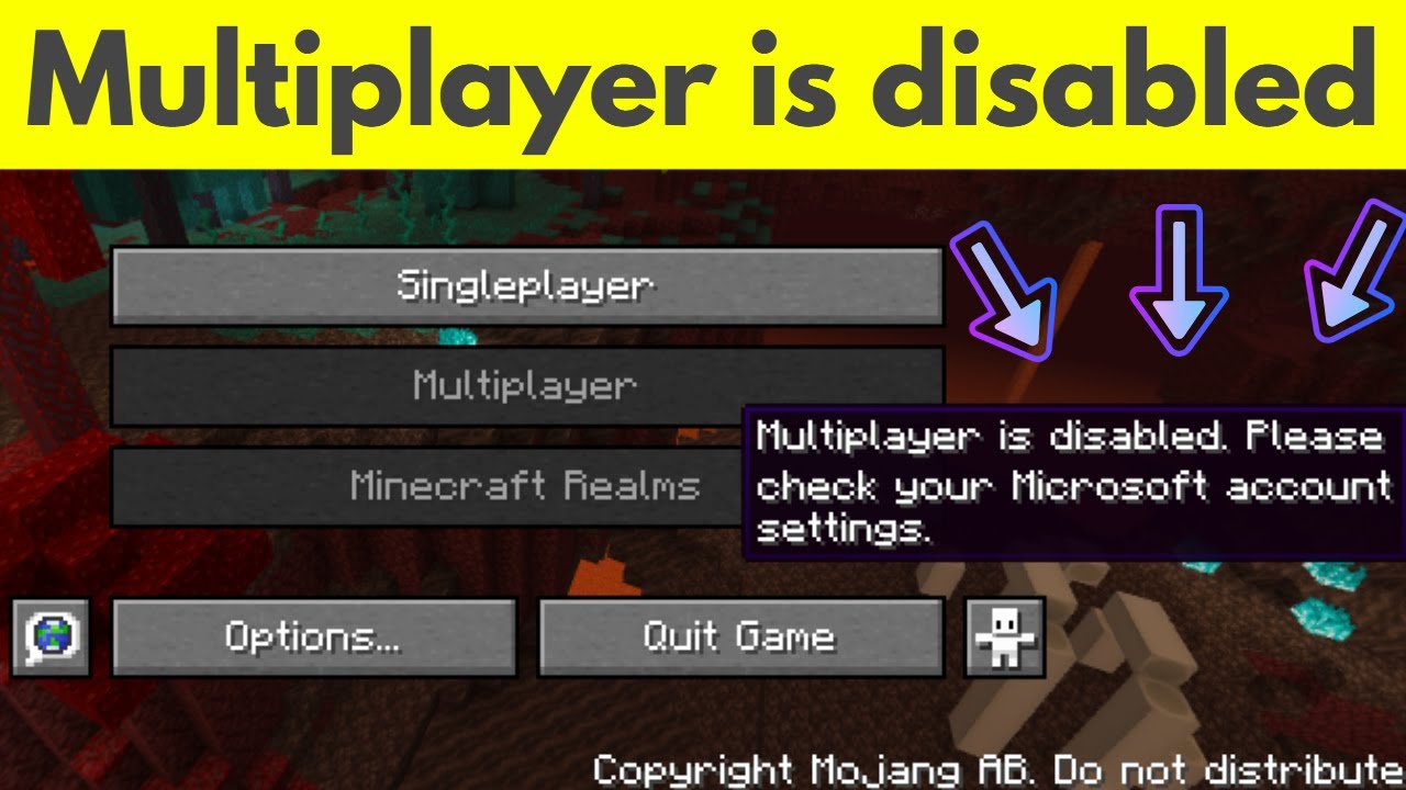 Fix minecraft multiplayer is disabled please check your microsoft account  settings 2022 - YouTube
