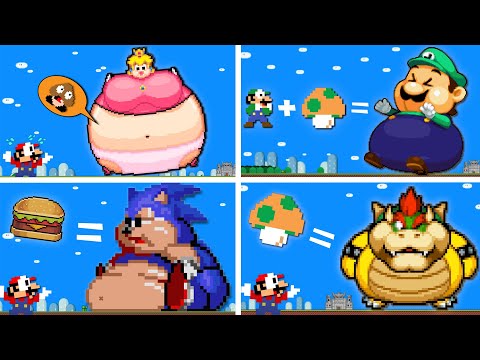 Mario's Maze Collection SEASON 11 (ALL EPISODES Pixel Fat: Sonic, Peach, Luigi, Bowser) | Mario Bros