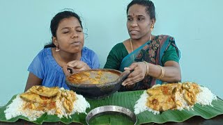 unlimited katla fish curry with unlimited white rice eating challenge mom and daughter