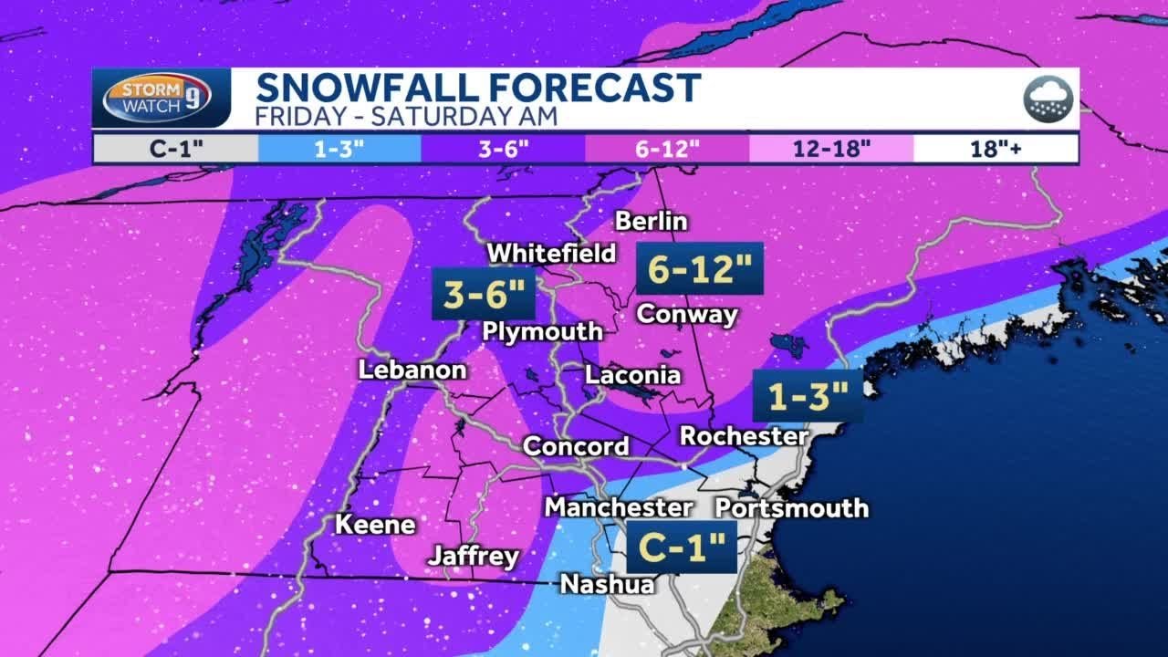 New Hampshire forecast Hourbyhour timeline for Friday's snow YouTube
