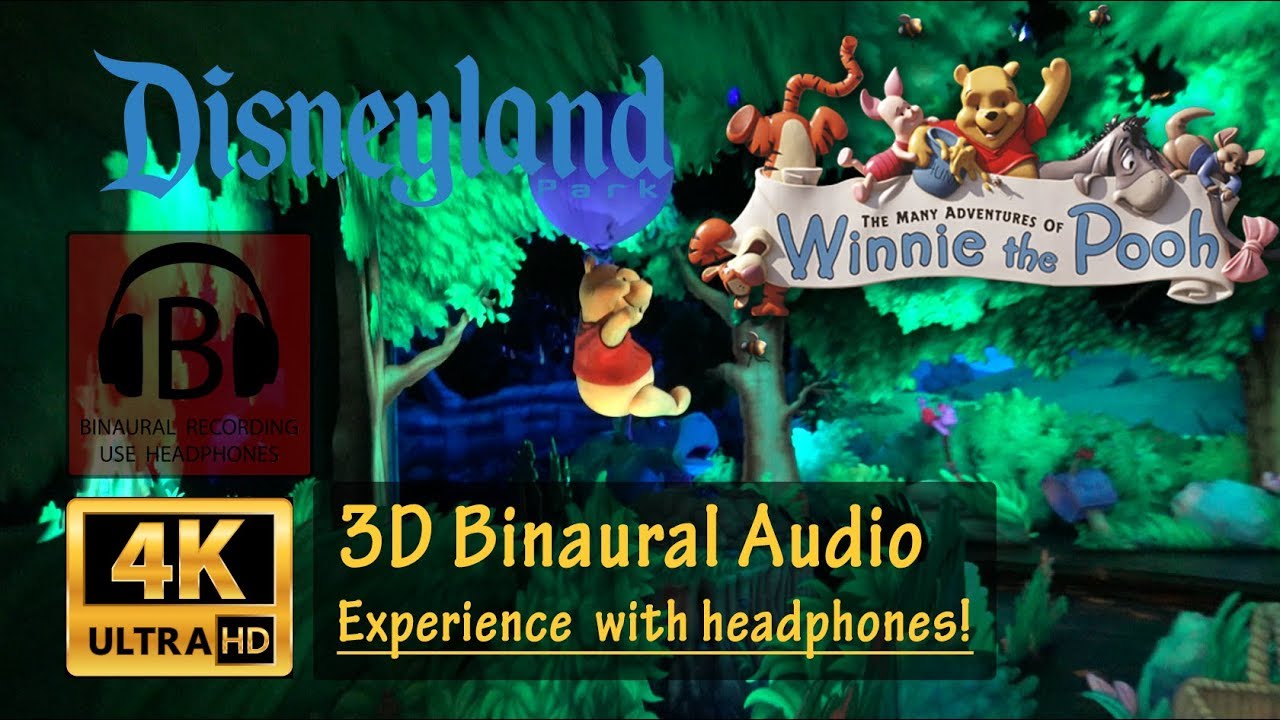 [4K, 3D Audio] Disneyland The Many Adventures of Winnie the Pooh Full Ride POV 3D Binaural Audio
