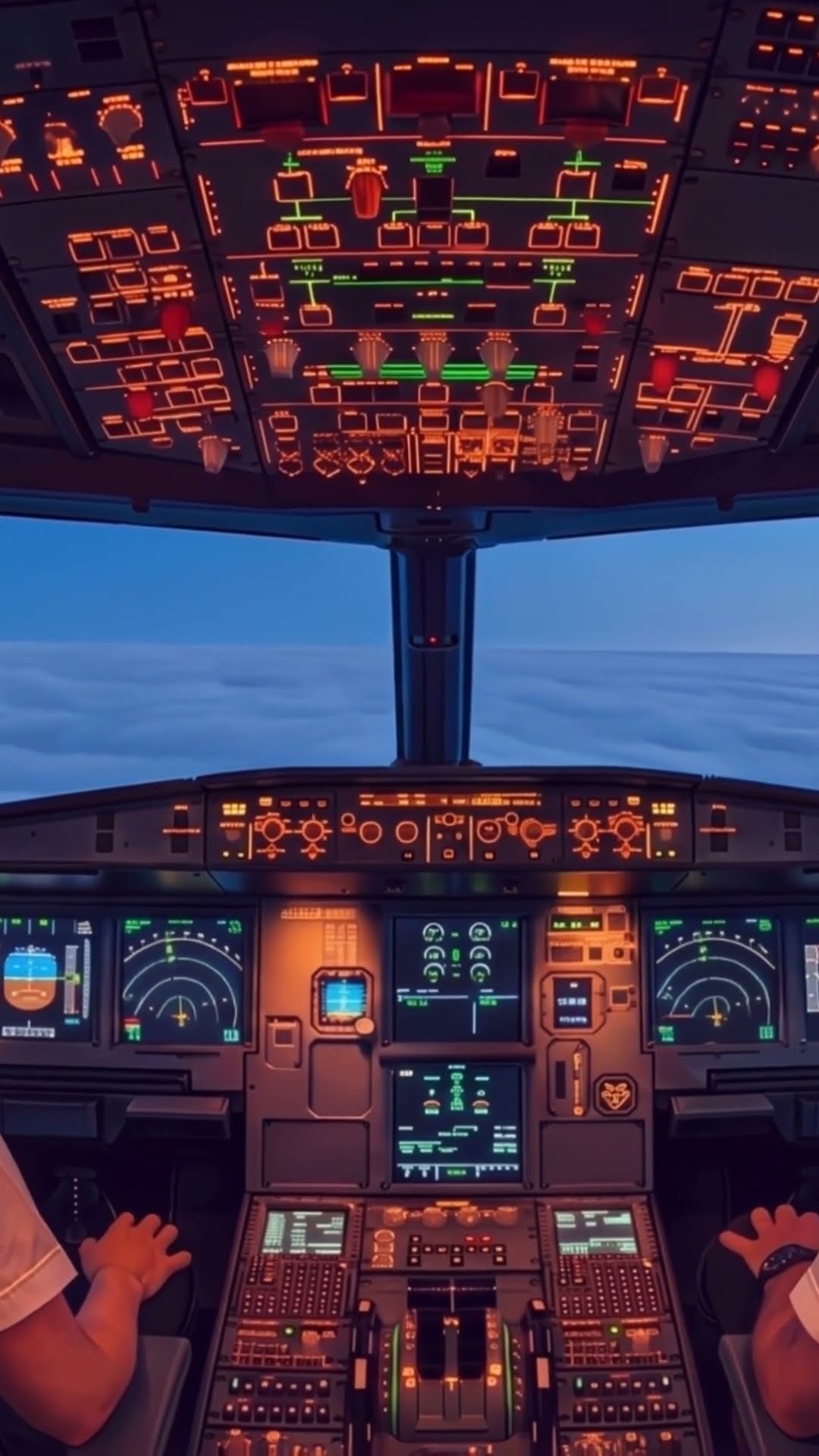 Airplane White Noise ✈️ Cockpit at Dusk for Sleep