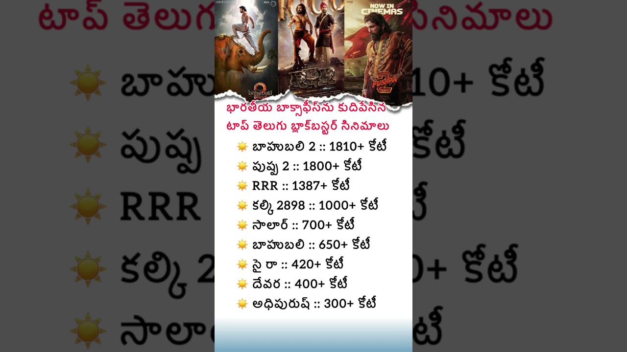 Top Telugu Blockbusters That Shattered Indian Box Office Records | Baahubali 2 | Pushpa 2 | RRR |